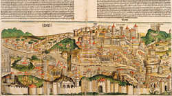 Hartmann Schedel: Roma=Rom, xilografia recto carta LVIII "Liber Cronicarum", 1493, particolare